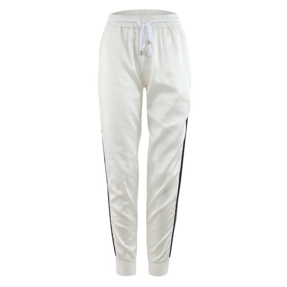 Pants - White Satin Joggers